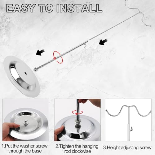 4PCS Adjustable Stainless Steel Handbag Display Stands with Double Hooks Silver