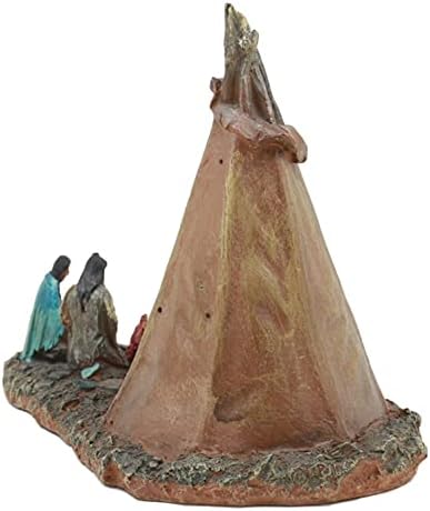 Ebros Gift Tribal Chief Fire Building LED Tipi Statue