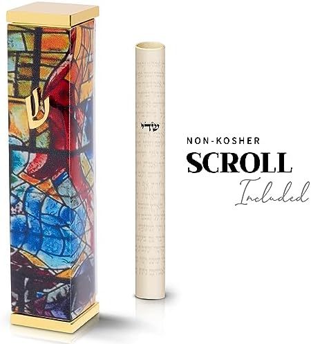 SURI Modern Mezuzah Case with Yellow Chagall Design