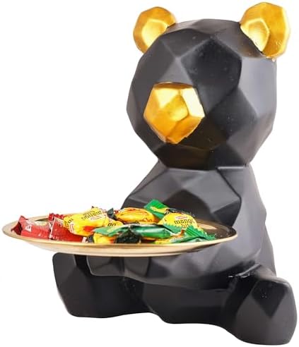Resin Cool Dog Sculpture with Plate for Home Decor