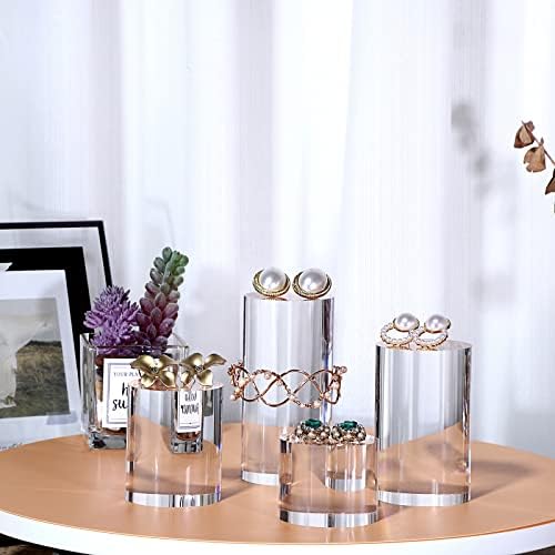 Hipiwe 4-Pack Acrylic Display Risers for Jewelry and Figurines