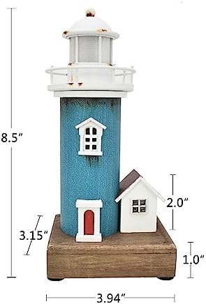 K KILIPES Wood Lighthouse Nautical Decor LED Nightlight Centerpiece