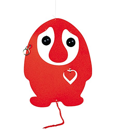 Flensted Mobiles Puffing Troll Red Heart Hanging Mobile - 7 Inches