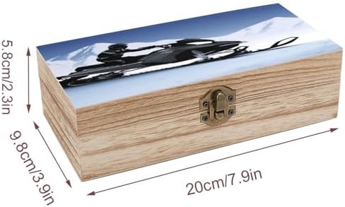 Snowmobile Print Wooden Jewelry Box Storage Organizer