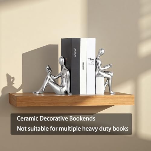 Silver Ceramic Bookends Decorative Pair