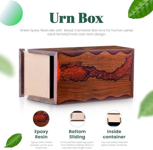 Rosewood Resin Urn Box for Human Ashes