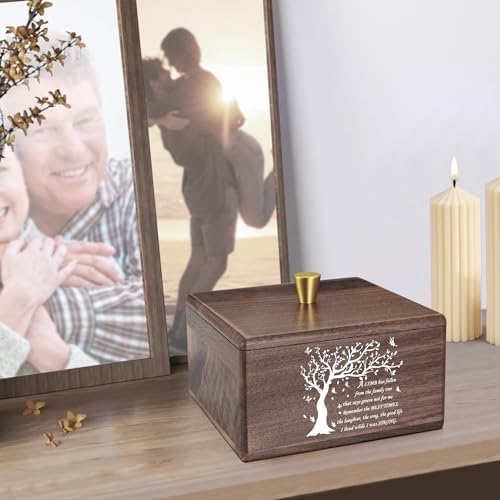 XIUDA Handmade Walnut Cremation Urns for Human Ashes Tree of Life