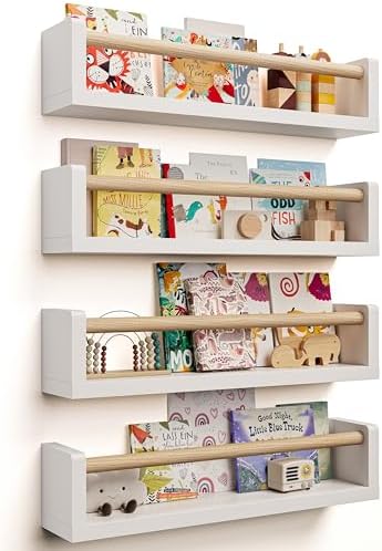 4 Pack Wall Book Shelves for Kids Room