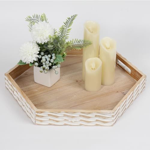 Farmhouse Wood Decorative Tray with Carving