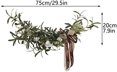 Artificial Olive Swag with Cotton and Ribbon Bow