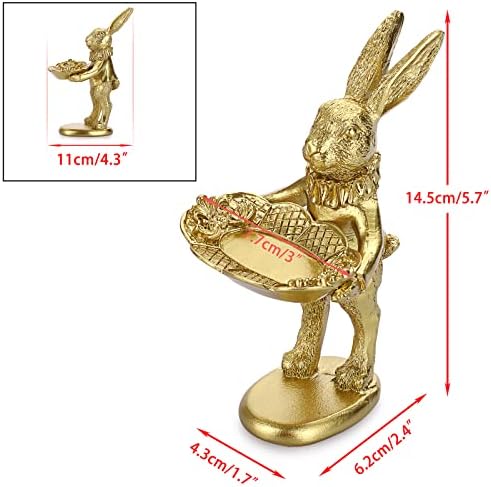 ELLDOO Golden Bunny Jewelry Ring Tray Decor