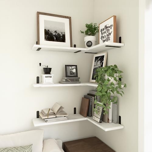 WOPITUES White Floating Shelves Set of 6 for Home Use