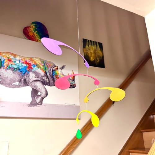 Modern Art Hanging Mobile Painted Wood