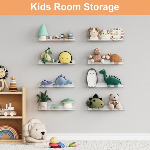 Upsimples 16 Pack Clear Acrylic Floating Shelves for Wall Storage