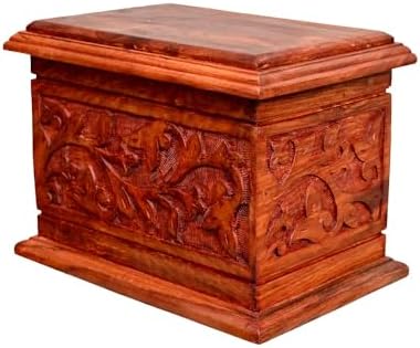 Handcarved Wooden Cremation Urn for Adult Ashes