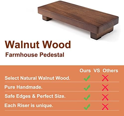 Walnut Wood Pedestal Stand for Farmhouse Decor