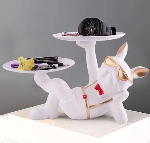 Cool Dog Statue with Plate for Home Decor