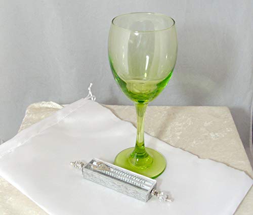 Jewish Wedding Glass Kit with Satin Bag and Mezuzah Case