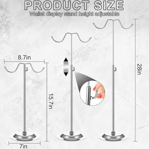 4PCS Adjustable Stainless Steel Handbag Display Stands with Double Hooks Silver