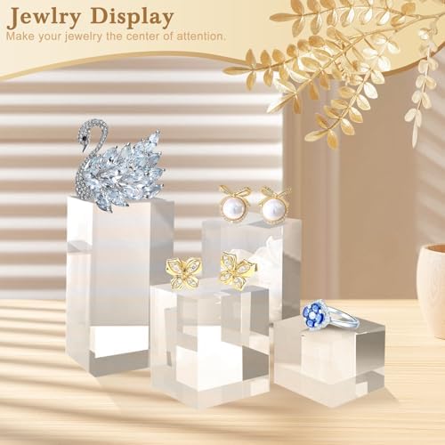 4Pcs Clear Acrylic Blocks for Display Riser Stands