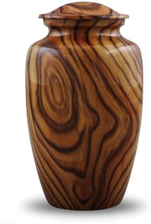 Walnut Grain Print Metal Urn with Velvet Bag