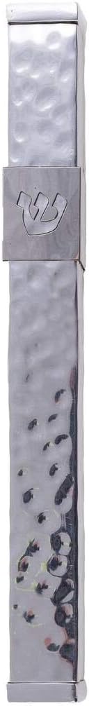 Yair Emanuel 12cm Contemporary Hammered Silver Mezuzah Case