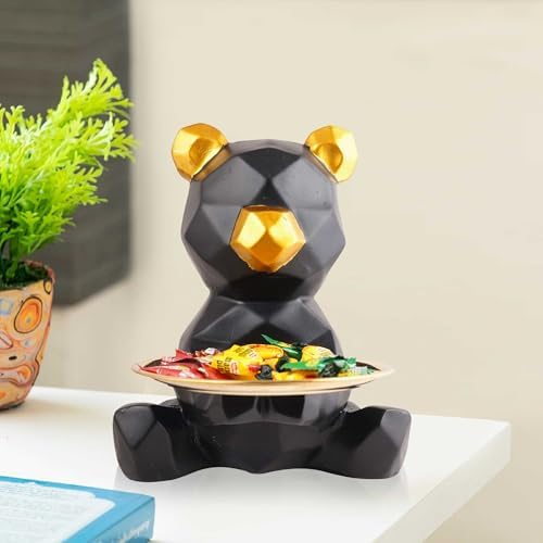 Resin Cool Dog Sculpture with Plate for Home Decor