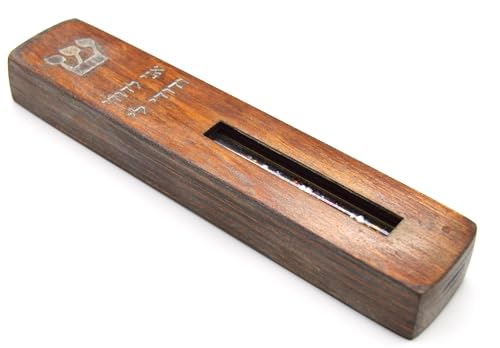 Rustic Wooden Walnut Wedding Mezuzah Decorative Sign
