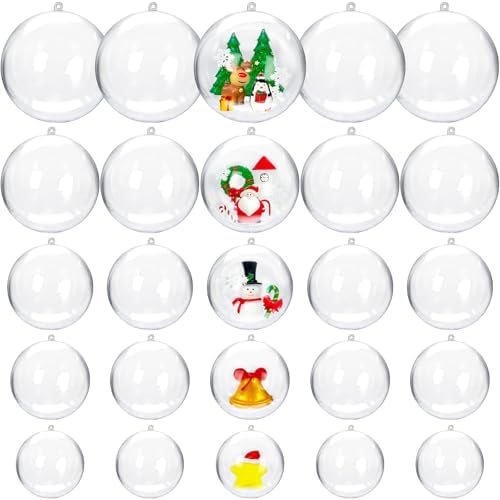 25 Set Clear Plastic Fillable Ornaments for DIY Decor