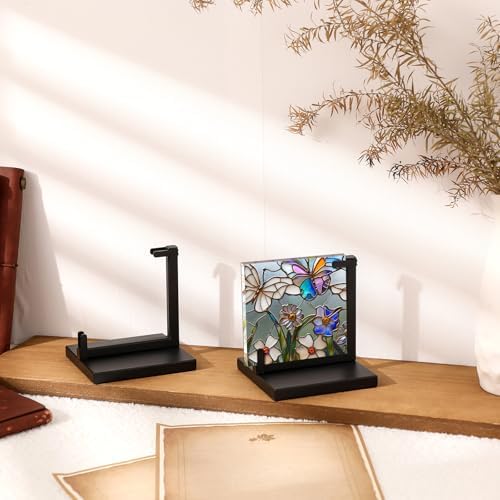 Zonon 2 Pcs Metal Glass Display Stands for Art and Collectibles