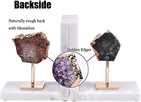 Amethyst Bookends for Heavy Books Decorative Marble Book Ends