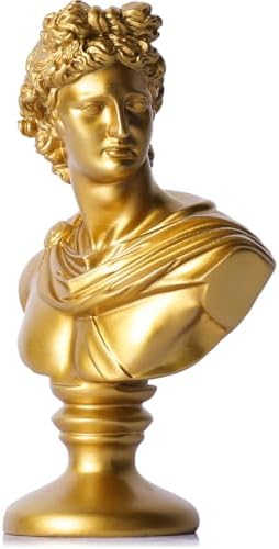 Apollo Statue 6 Inch Gold David Bust Classical Greek Mythology Sculpture