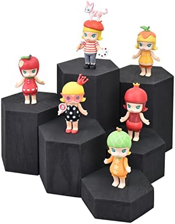 MOOCA 6 Pcs Black Hexagon Risers for Jewelry Display