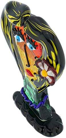 Glass Of Venice Picasso Head of A Woman with Flower Sculpture