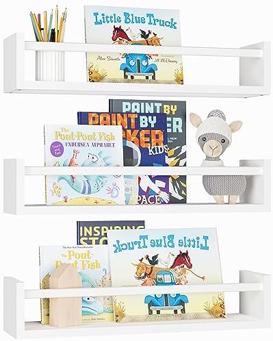 Fixwal Floating Bookshelves Set of 3 for Nursery Kids Room