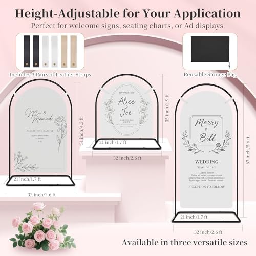 Wedding Welcome Sign Stand Holder - Adjustable Metal Easel