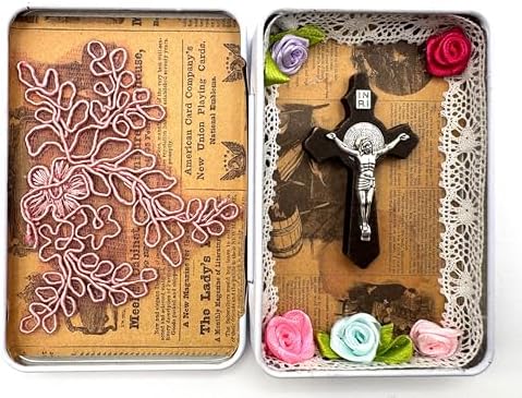 Handmade Mini Shrine Tin Box with Prayer Cards