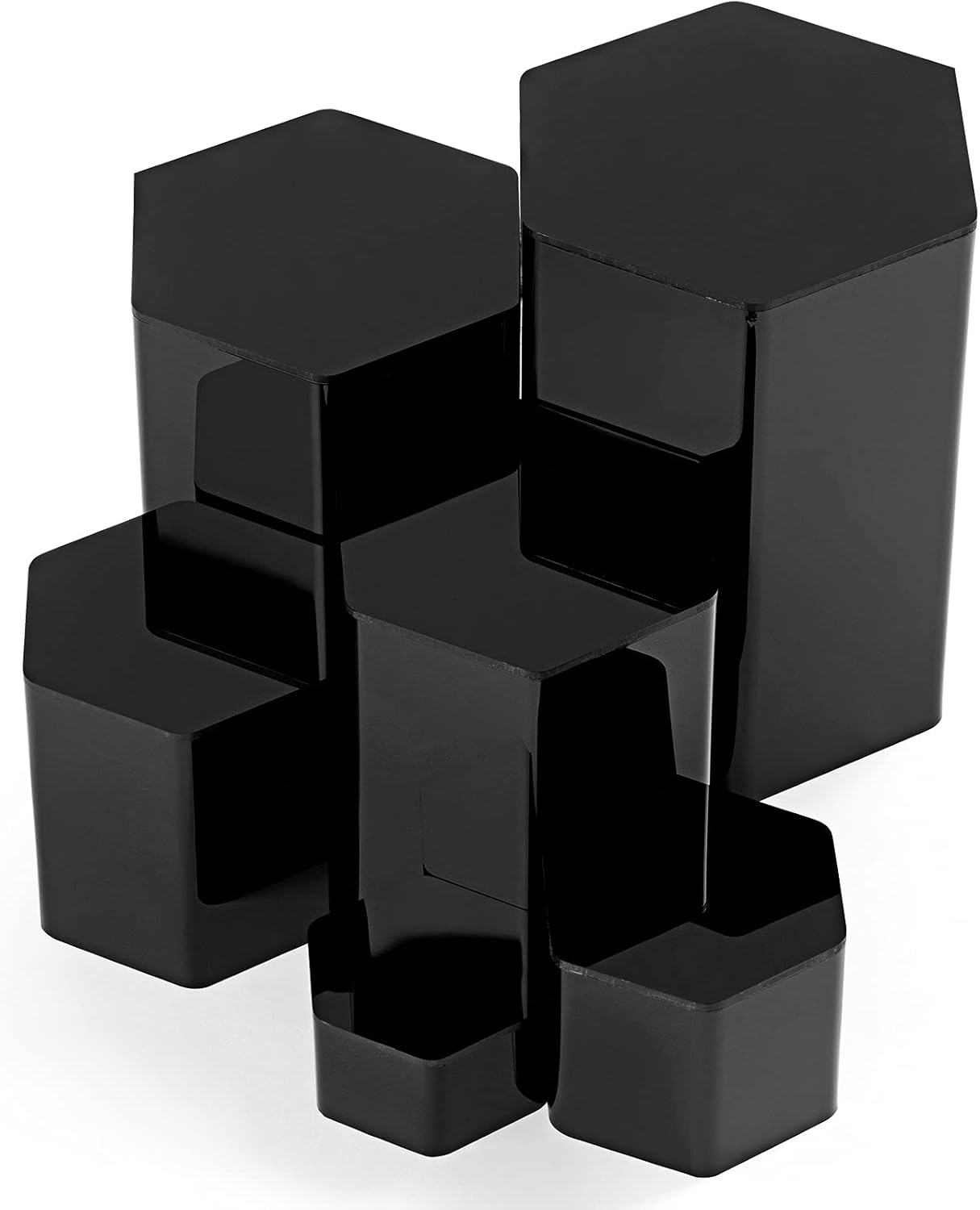 Jetec Hexagonal Jewelry Display Risers - 6 Sizes Black