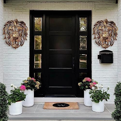 LEVDRO Gold Lion Head Wall Sculpture 2Pcs