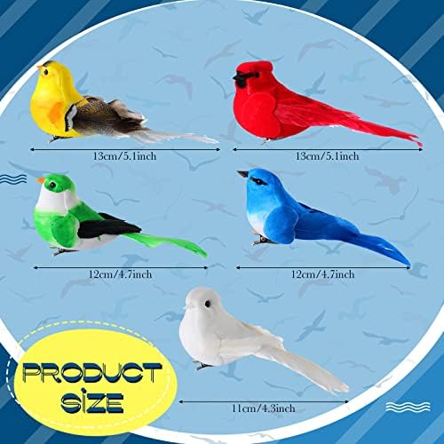 Threan 5 Pack Artificial Birds Decor for Christmas Halloween