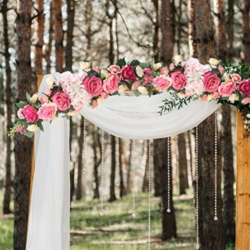 26in Artificial Rose Flower Swag with Green Leaves