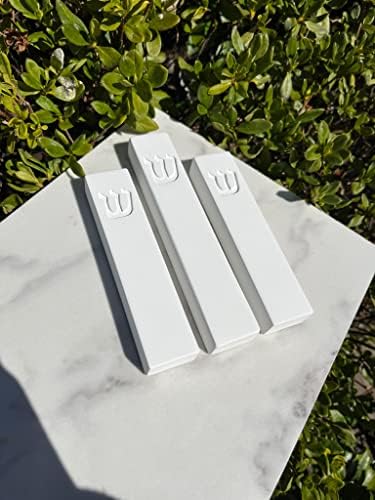Concrete Mezuzah Case with Scroll - White 5 Inches