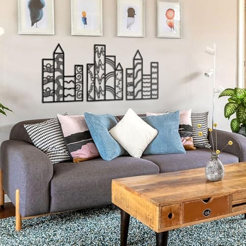 BONPERLA Dreamland Wall Art Modern Metal Cityscape Skyscraper Design