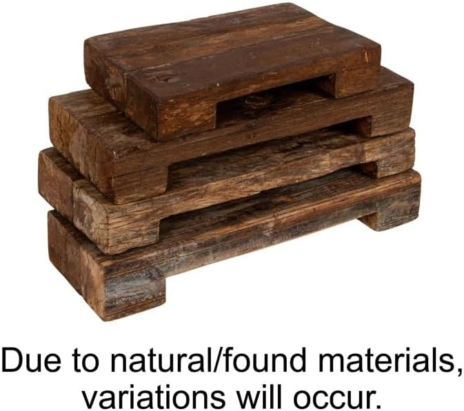 Rustic Vintage Mini Wood Pedestal Tray Stand