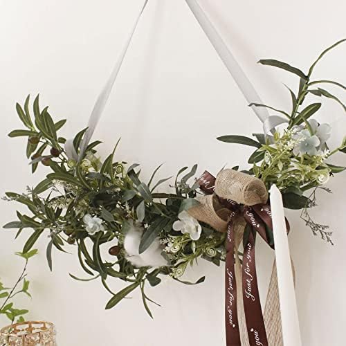 Artificial Olive Swag with Cotton and Ribbon Bow
