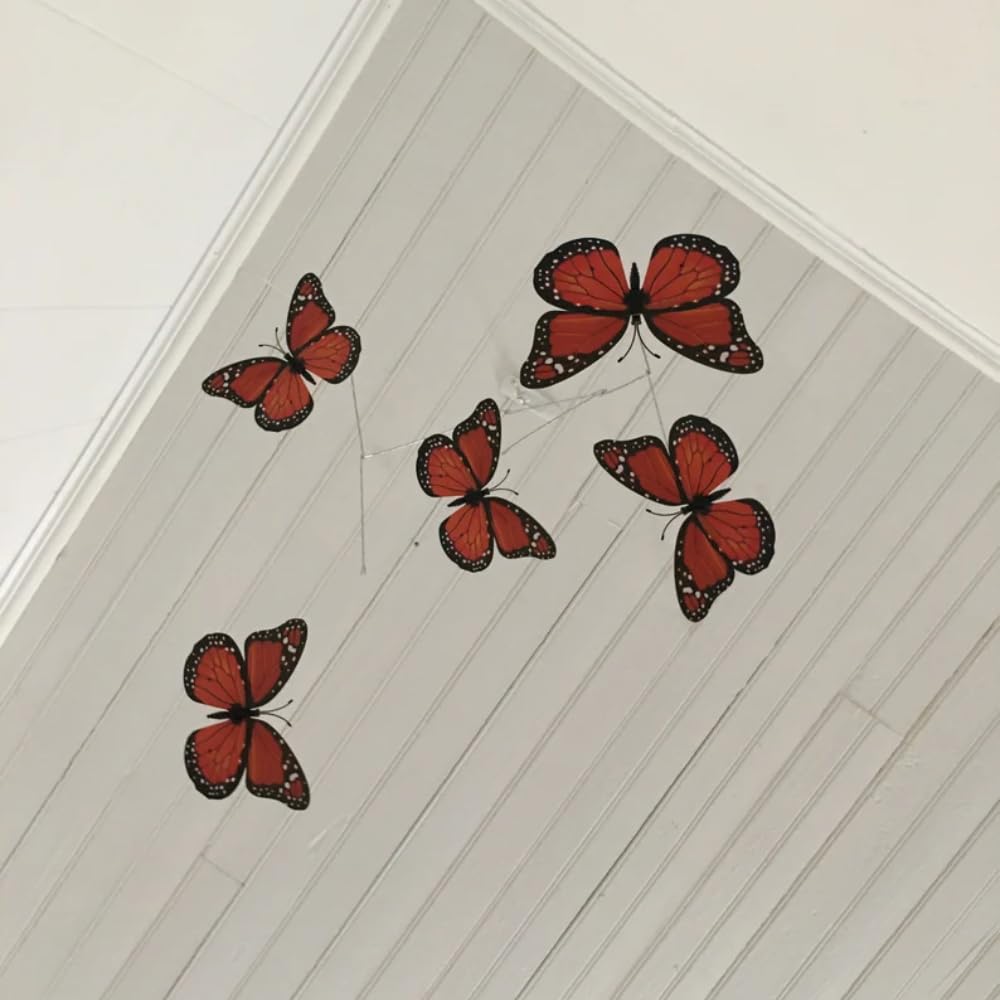 Five Red Butterfly Wall Decor Mobile 17W x 27H
