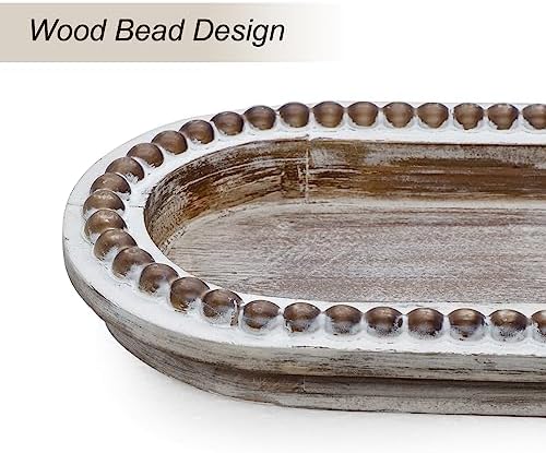 TOOLTENG Wood Beaded Serving Tray for Home Decor