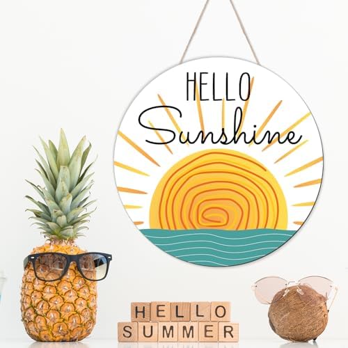 Hello Sunshine Wooden Door Hanging Sign for Summer