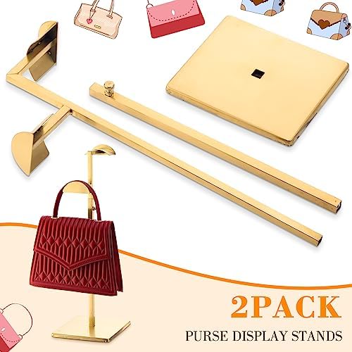 Stainless Steel Double Hook Display Stand for Handbags and Jewelry