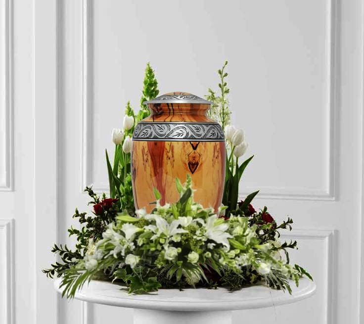 Classic Wood Finish Cremation Urn for Adult Ashes 200 Cubic Inches